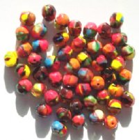 50 7mm Faceted Opaque Mixed Marbled Beads